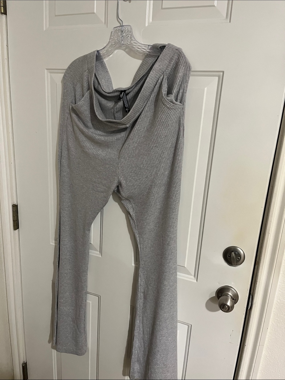 torrid Silver-Gray Ribbed Wide-Leg lounge pants